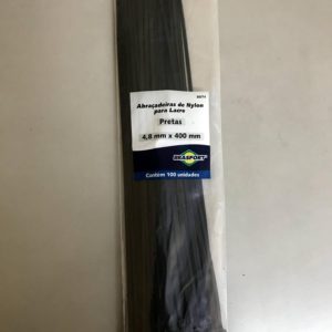Abraçadeira de nylon para lacre - preta - 4,8mm x 400mm - C/100 - Brasfort