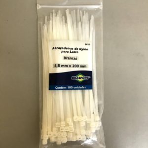 Abraçadeira de nylon para lacre - branca - 4,8mm x 200 mm - c/ 100 - Brasfort