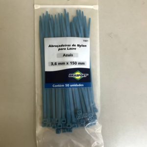 Abraçadeira de nylon para lacre - azul - 3,6mm x 150mm - c/50 - Brasfort