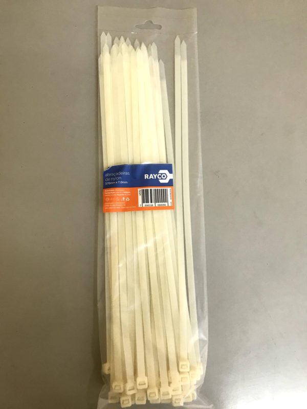 abraçadeira de nylon para lacre - branca - 370mm x 7mm - c/50 - Rayco