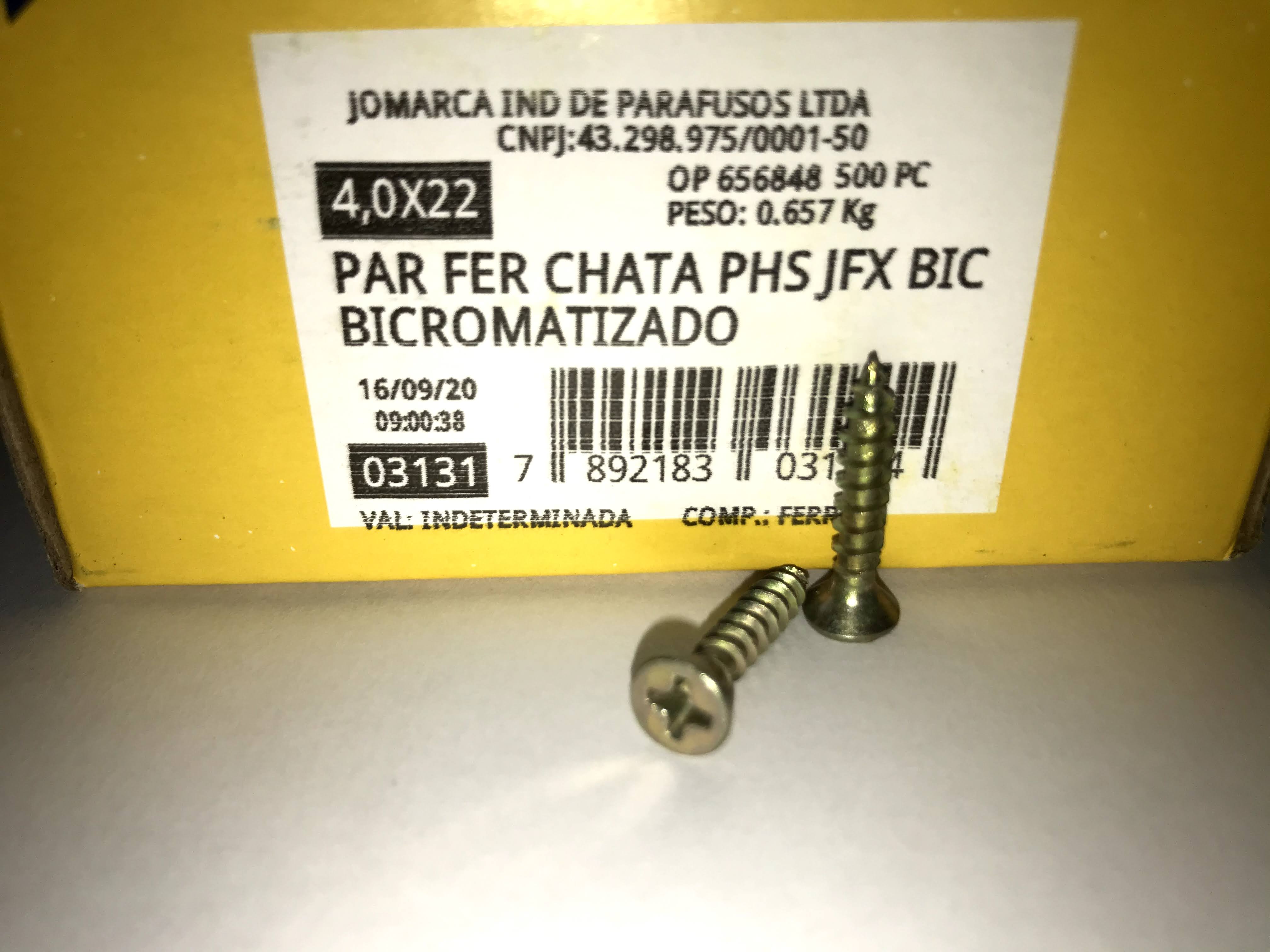 parafuso chata phs jfx ferro bicromatizado - 4,0x22 - Jomarca