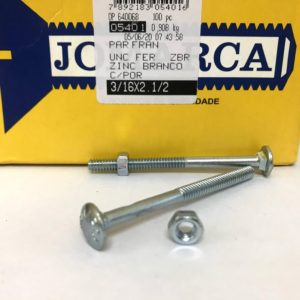 PARAFUSO FRAN UNC FERRO ZBR ZINCADO BRANCO C/ PORCA - 3/16X2 1/2 - JOMARCA