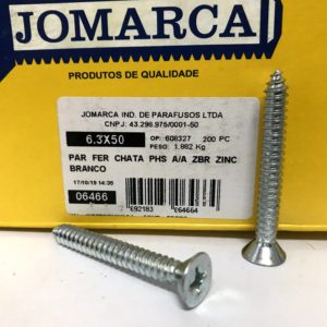 PARAFUSO FERRO CHATA PHS A/A ZBR ZINCADO BRANCO - 6,3X50 - JOMARCA