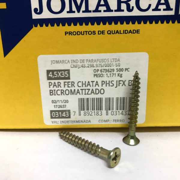 PARAFUSO FERRO CHATA PHS JFX BICROMATIZADO - 4,5X35 - JOMARCA
