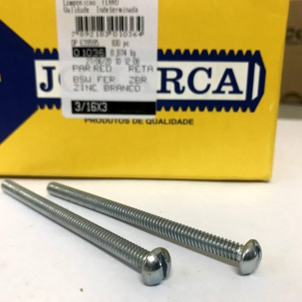 PARAFUSO RED RETA BSW FERRO ZBR ZINCADO BRANCO - 3/16X3 - JOMARCA